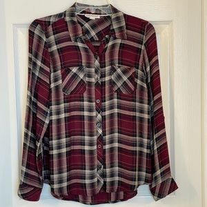 Westport plaid, flannel, button from shirt with patch pockets